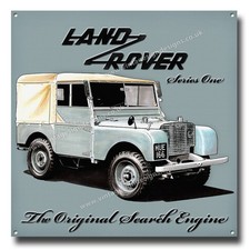 LAND ROVER THE ORIGINAL SEARCH ENGINE METAL SIGN.- SIZE 12" X 12".