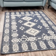 Flat weave rug navy - flat,