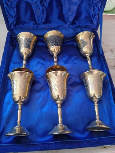Six small metal goblets - small,