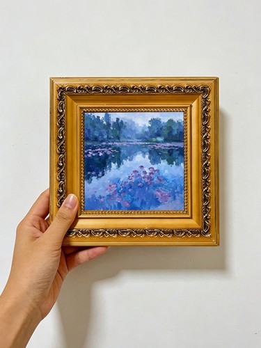 Reflective pond with - reflective, pink