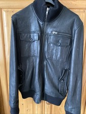 FULLCIRCLE Men's Black Leather Bomber biker Jacket XL Chest  44