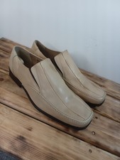 Taylor & Wright Mens Cream Beige Leather Slip-On Casual Dressing Shoes size UK
