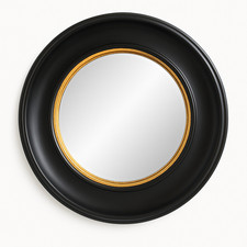 Huge 74cm Black & Gold Moulded Frame Convex Fisheye Porthole Mirror Retro …