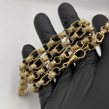 9ct Yellow Gold on Silver ''RARE'' HEX GYPSY LINK Belcher Chain - 8MM