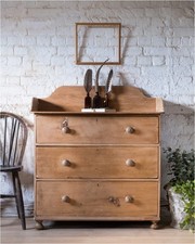 Victorian Stripped Pitch Pine Chest Of 4 Drawers On Turned Legs (905)