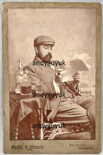 CABINET CARD RARE ECCLESHALL MAN DRINKING POTASH WATER BY FRANK T HUDSON ANTIQUE