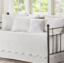 COTTAGE WHITE 6pc DAYBED QUILT SET : FRENCH  MATELASSE COVERLET TILE DAY BED