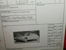 CITROEN SM 1972 POLICE IDENTIFICATION SHEET LEAFLET BROCHURE.
