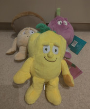 Three Goodness Gang Co Op Soft Plush Toys - Fruit Vegetable VGC