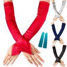 Fingerless Gloves Satin Long Opera Evening Party Prom Wedding Gloves Sleek Decor