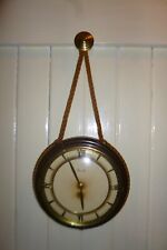 WORKING Vintage  Mauthe Round Brass Wall Wind Up Clock Germany