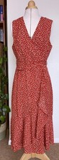 Tenki Size 12 Sleeveless Terracotta Brown Red Lined Dress With Belt, Autumn