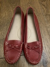 NEW Footglove Red Leather Moccasin Loafer Smart Casual Slip-On Shoes - Size UK 5