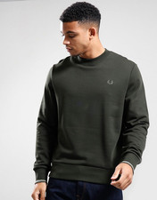 Fred Perry Crew Neck Sweatshirt Hunting Green-ALL SIZES Jumper-Genuine-RRP £90