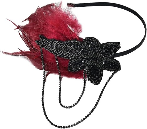 Feather beaded headband - feather,
