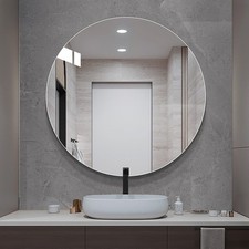 Large Frameless Round Wall Mirror Circle Glass Bathroom Mirror Decor 40/50/60cm﻿