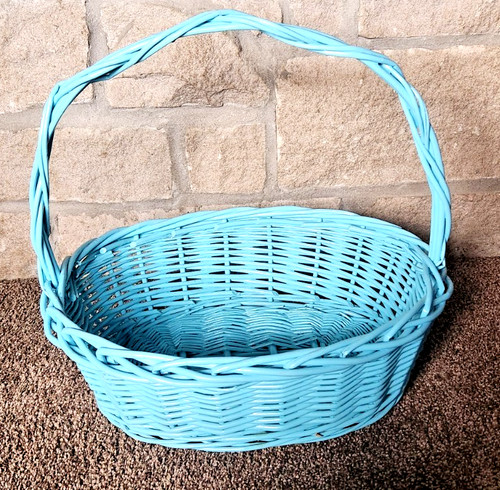 Vintage large blue oval wicker - vintage,
