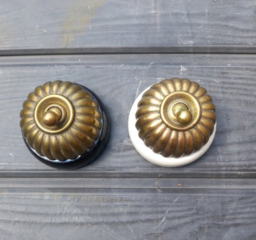 Vintage brass ceramic jelly - brass,