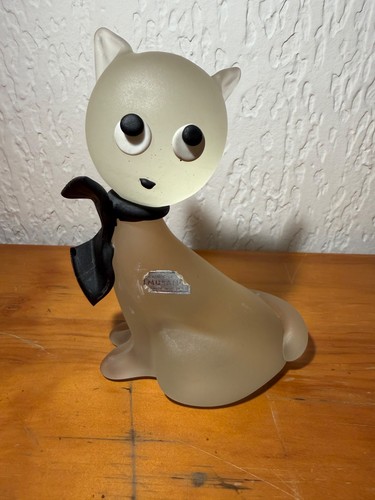 Murano frosted glass cat - murano,