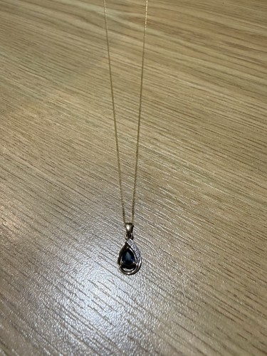 9ct teardrop sapphire pendant - 9ct,