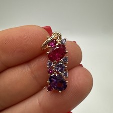 14ct Rolled Gold Bonded Pendant Rubelite Amethyst Pendant Hallmarked 585RG