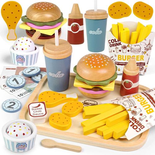 Airlab wooden play food set - wooden,