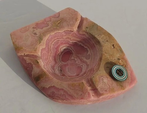 Antique rhodochrosite ashtray - rhodochrosite,