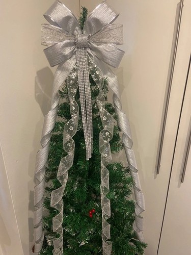 Silver christmas tree topper - tree,