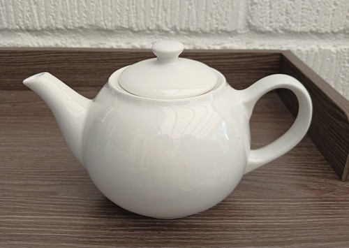 White glossy porcelain teapot - glossy,
