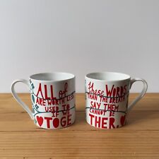 Rob Ryan mugs pair his hers 2 set all of these words together red papercut blue