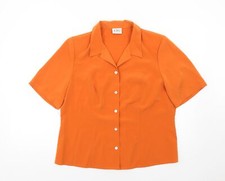 Jorli Womens Orange Polyester Blend Basic Button-Up Size 18 Collared