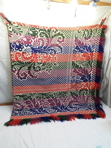 Early colorful coverlet loom - colorful,