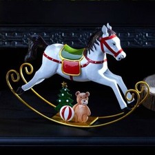 Christmas Rocking Horse Decoration Traditional Xmas Ornament Figure Tree Metal