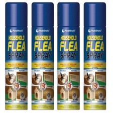 4X FLEA KILLER SPRAY AEROSOL HOUSEHOLD ANIMAL FLEA DOG TICK PROTECTION 200ML