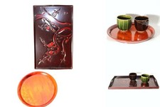 Japanese Lacquer Tray Set 2pc