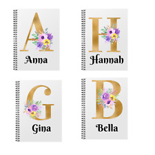 Personalised Initial Notebook. Spiral Bound. Floral Design Journal
