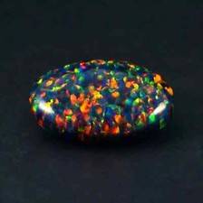 Natural Black Fire Opal Oval