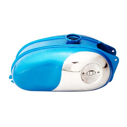 Petrol fuel tank - chrome, blue
