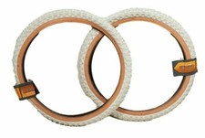 Pair Raleigh Burner/old School BMX 20 X1.75 Tyres White Amberwall Comp 3 (Iii)