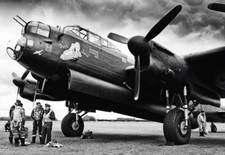 Lancaster Bomber WW11 Plane and crew  Art Poster Print