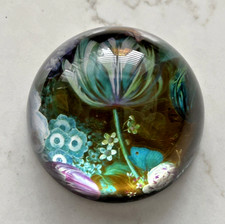 GLASS PAPERWEIGHT -FLOWERAL