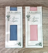 Vintage Laura Ashley 15 Denier Tights Set Of 2  Colours Chalk Blue & Dusky Rose