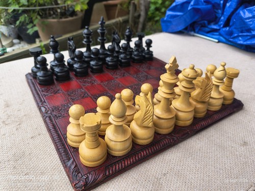 Hand carved large wooden chess - carved,