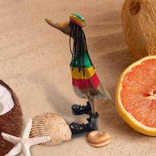 ChiselCraft Hand Carved Wooden Bamboo Root Duck Rasta Jamaica Carved Wood Duck