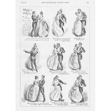 Waltzers & Waltzing - Antique Print 1889