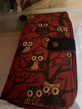 Quality Ladies Owl Print Oil Cloth Purse Wallet Never Used