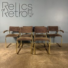 Six Marcel Breuer Cesca Brass Dining Chairs Mid Century Vintage Retro MCM