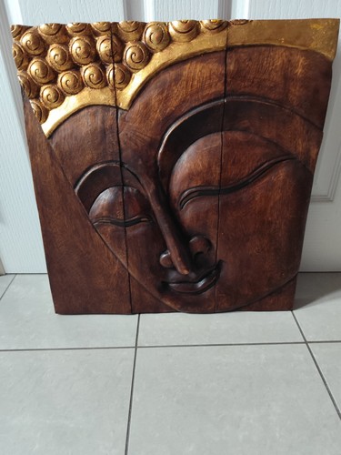 Hand carved wooden - buddha, wall