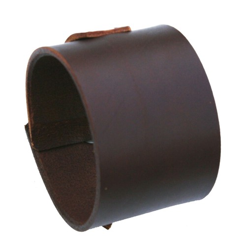 Brown leather cuff wristband - brown,