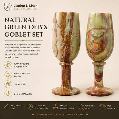 Natural green onyx goblet - onyx, set